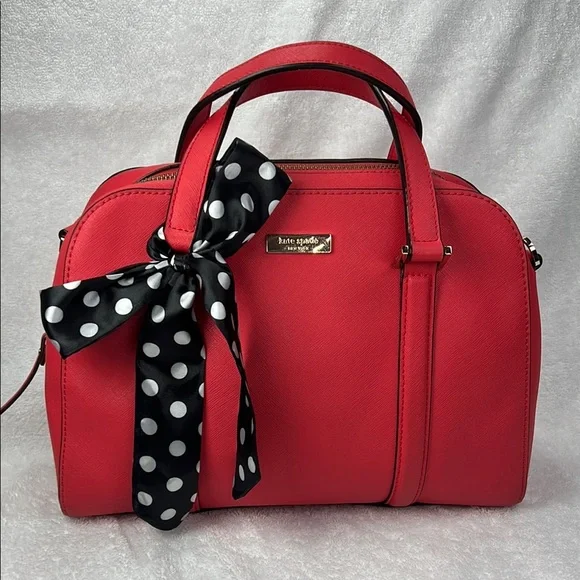 Kate Spade Red Satchel with Polka Dot Bow - Picture 2 of 10